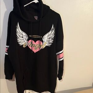 No Boundaries Black Hoodie with Pink Accents